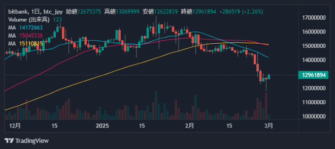 ビットコイン日足チャート2025-03-01